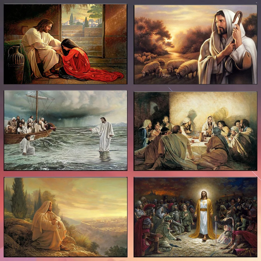 

Jesus Christ Walking On Water Canvas Painting Wall Art Religion Poster Prints Pictures For Living Room Home Decoration Cuadros