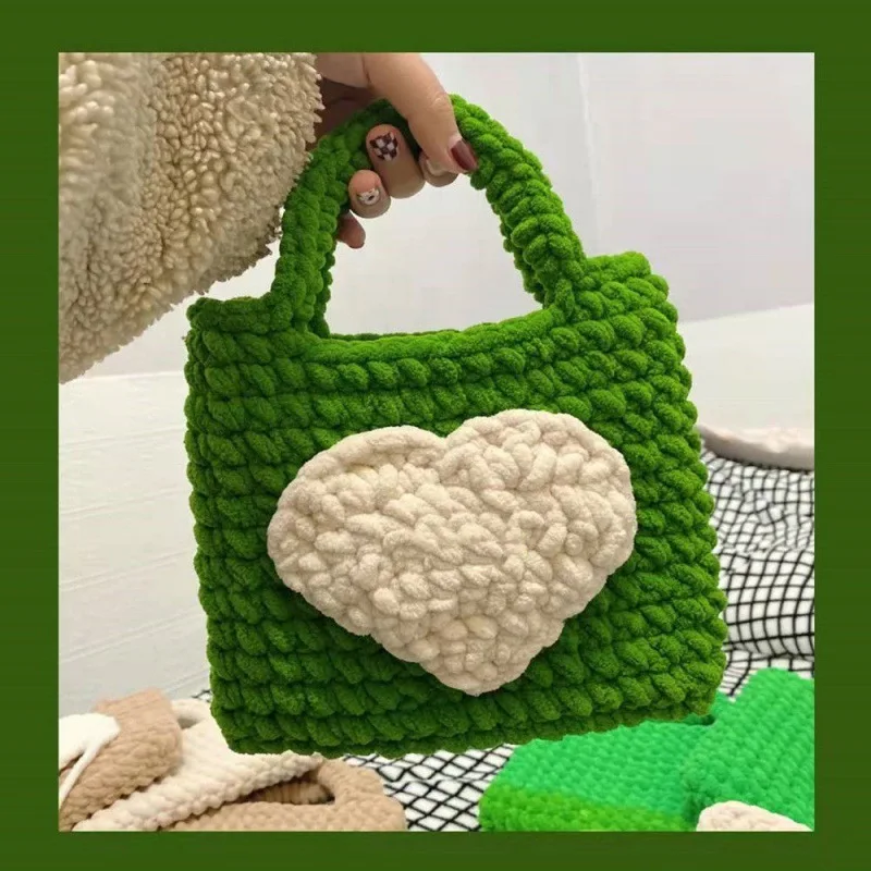 

Puff Flower Petal Hand Bag Own Design Cute Wool Handamde Purses and Handbags Winter Crochet Large Tote Bags for Women