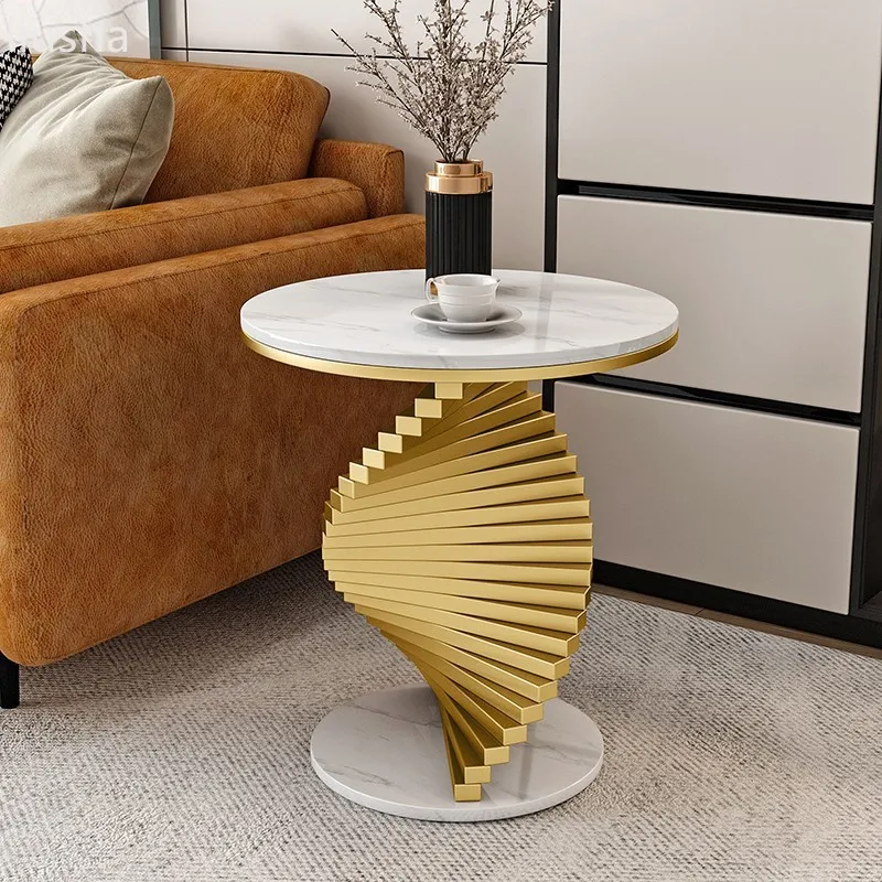 

Luxury Marble & Iron Side Table Coffee Table Sofa Corner Table Living Room Coffee Tables Small Round Table