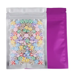 Eco - Friendly Reusable Frosted Mylar Zip Lock Pouches - 14x20cm (5.5x7.75in) (Clear and Purple)