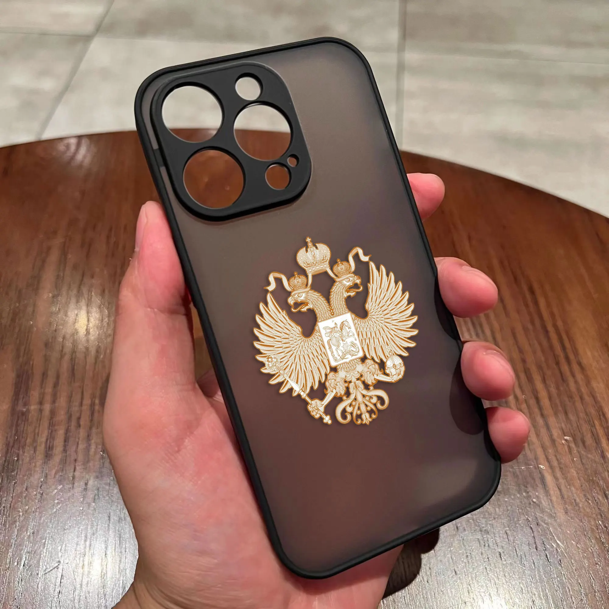 thumbnail image 1 of Funda de teléfono mate con emblema de banderas rusas de pájaros de dos cabezas para iPhone Apple 14, 13, 11, 12 MINI Pro, XS Max, XR, X, 7, 8, SE, 2022, 6, 6S, 1 of 5