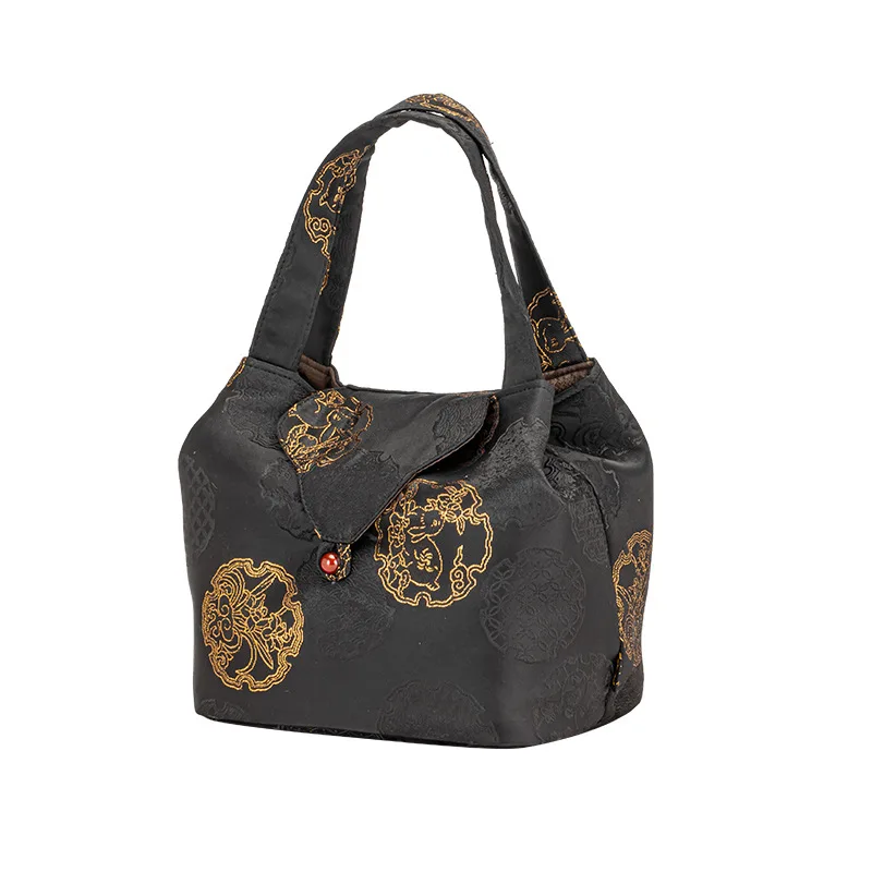 Chinese-Style Interwoven Silk Tea Bag Portable Travel Tea Set Storage Bag Brocade Teacup Teapot Cloth