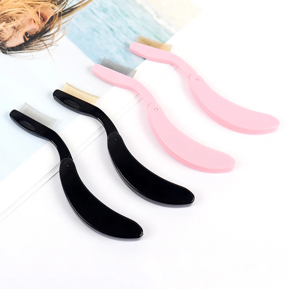 

Foldable Ultra-fine Steel Needle Eyebrow Eyelashes Eye Brow Extension Brush Metal Comb Cosmetic Makeup Tools Pink Black