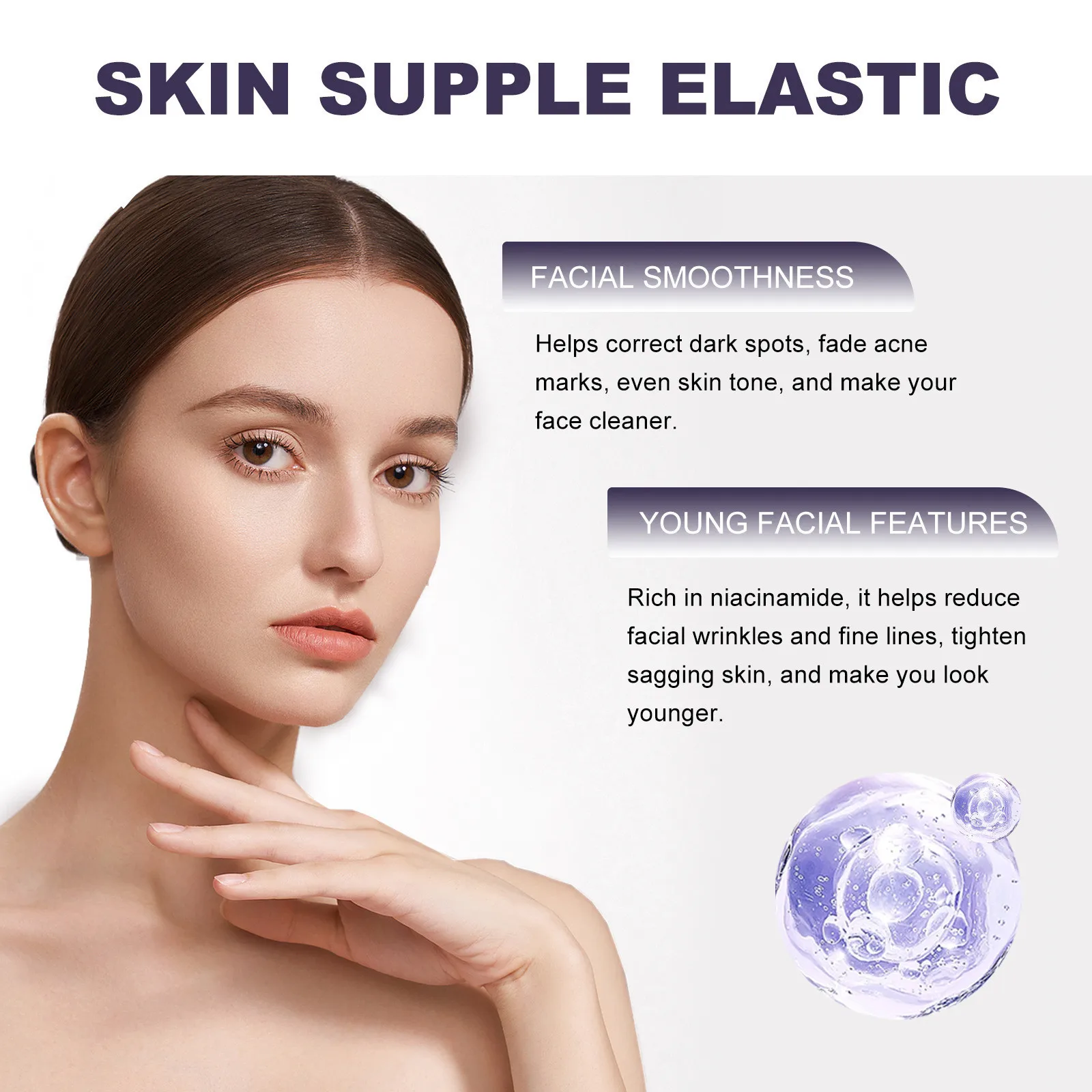 B3 Purple Bottle Serum Facial Essence, Improve Uneven Skin and texture Multi Effect Moisturizin Tightening Increasing Elasticity 2