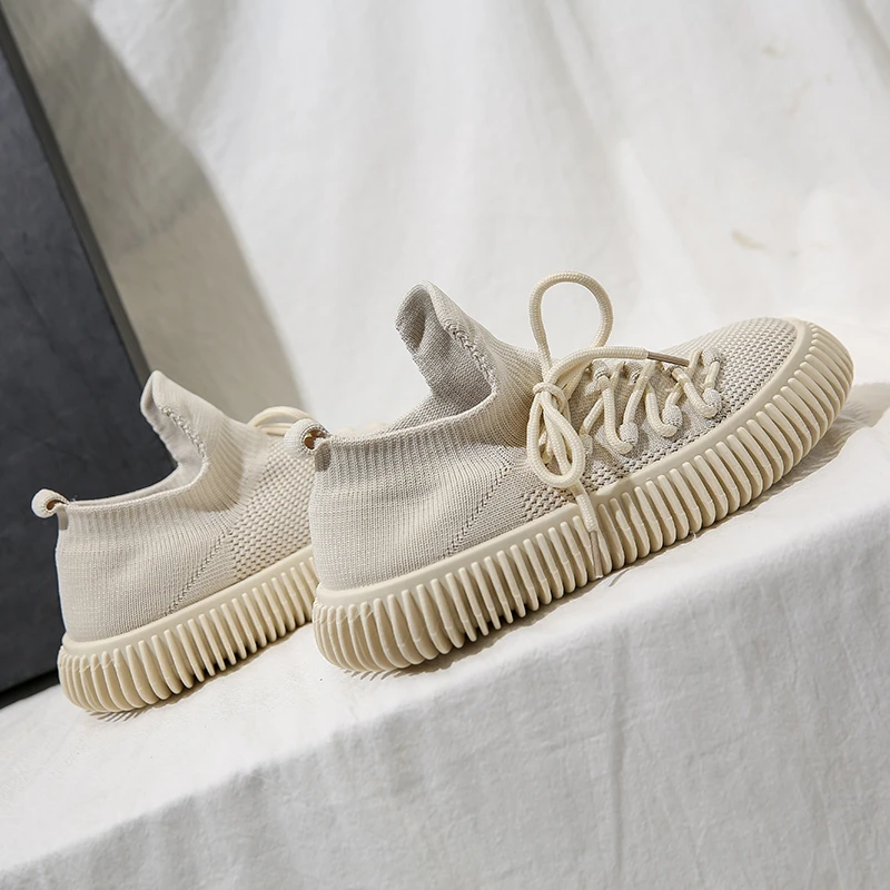 Women Casual Sneakers Pump Shoes for Women Knitted Shoes Round Toe