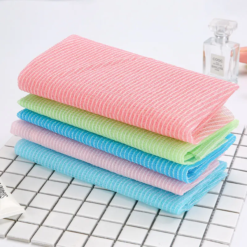 Exfoliating Nylon Bath Shower Body Cleaning Washing Scrubbing Towel Scrubbers Nylon Sponge Bath Accessories Rich Bubbles 4