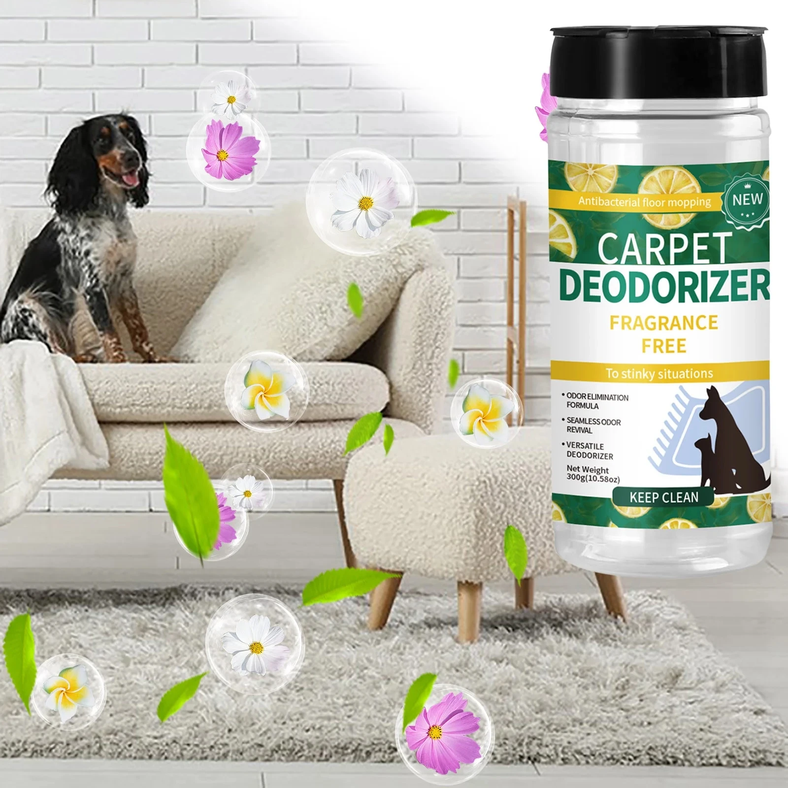 Carpet Odor Eliminator Safe Fragrance-Free Pet Carpet Deodorizer Cat and Dog Odor Neutralizer Fresh Scent Powder for Pet Areas