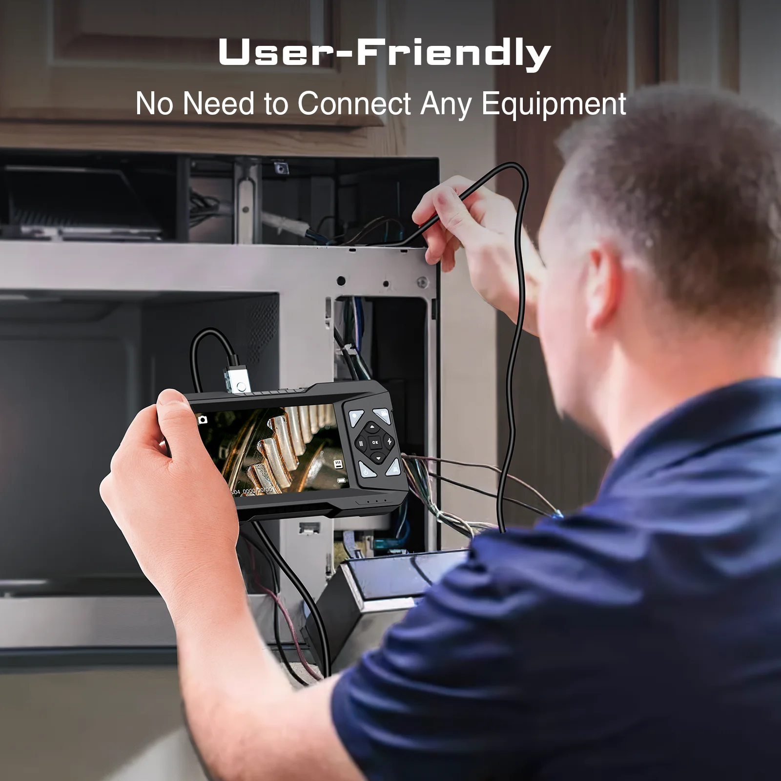 4.3'' Endoscope Camera with Light Inspection Borescope Camera 1080P HD with 8 LE