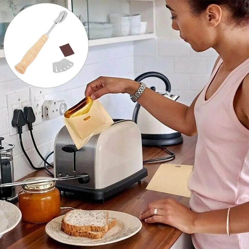 Bread Scoring Knife Cutting Tool Handmade for Bakers with 5 Blades, Leather Protective Cover, To Cut Yeast Bread Patterns