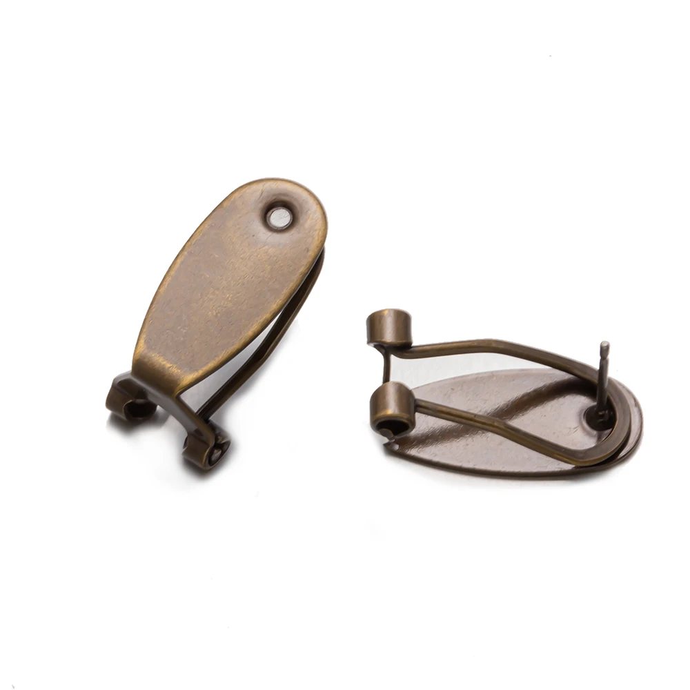 10 Stück 9 x 20 mm Kupfer-Ohrclip mit flacher Rückseite, Ohrstecker, Haken-Basisfassung für DIY, nicht durchbohrt, Ohrring-Zubehör, Schmuckherstellung – Detail 2