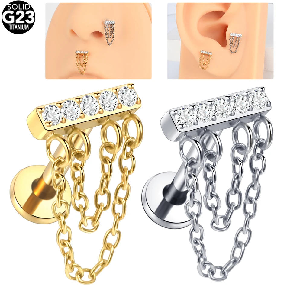 

Серьга-гвоздик G23 с титановым цирконием для пирсинга ушной хрящевой ткани, женские серьги с внутренней нитью, кольцо для прокола уха, губ, ювелирное изделие, 1 шт.