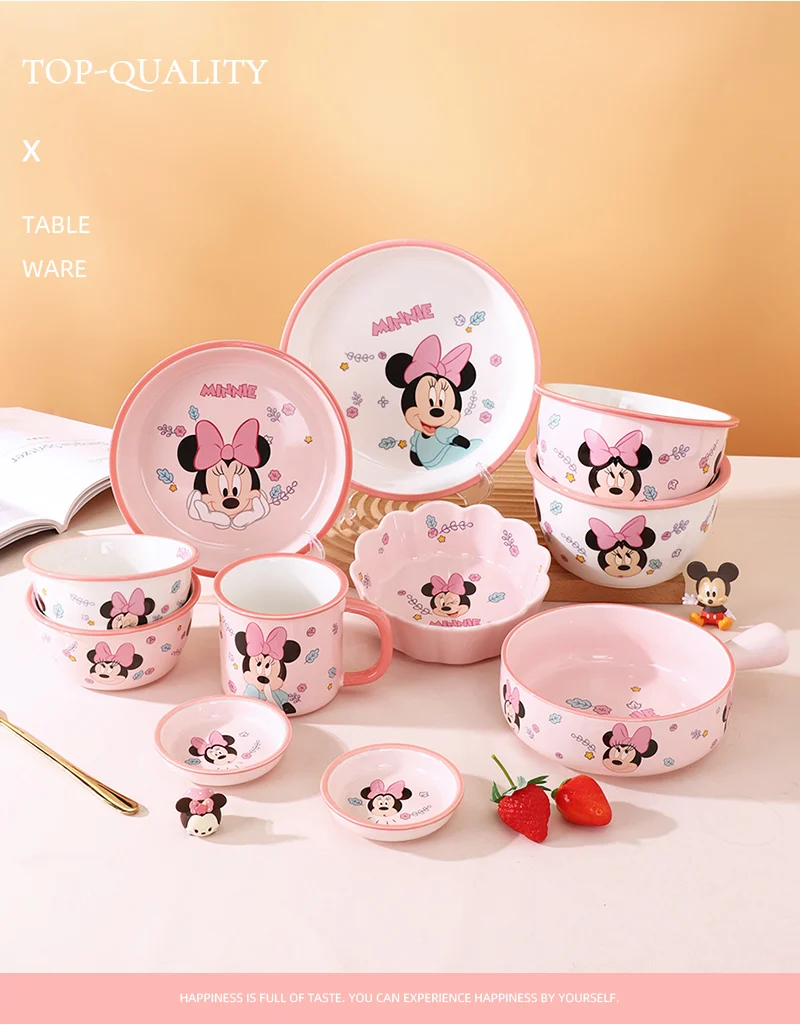 Disney Mickey &Amp; Minnie Ceramic Dinner Set 4 Pieces