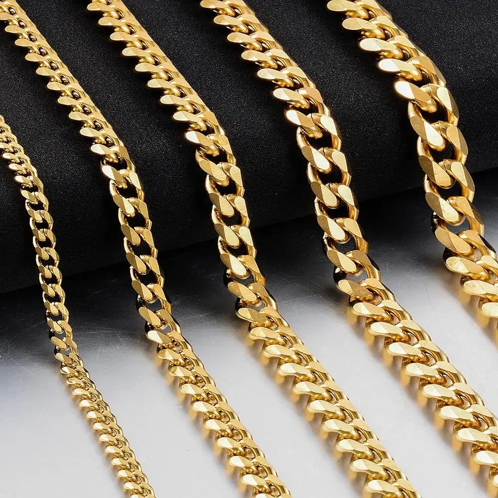 Stainless Steel Cuban Chain Gold Black Color Fashion Hip Hop Men And Women Necklace Jewelry cuban necklaces