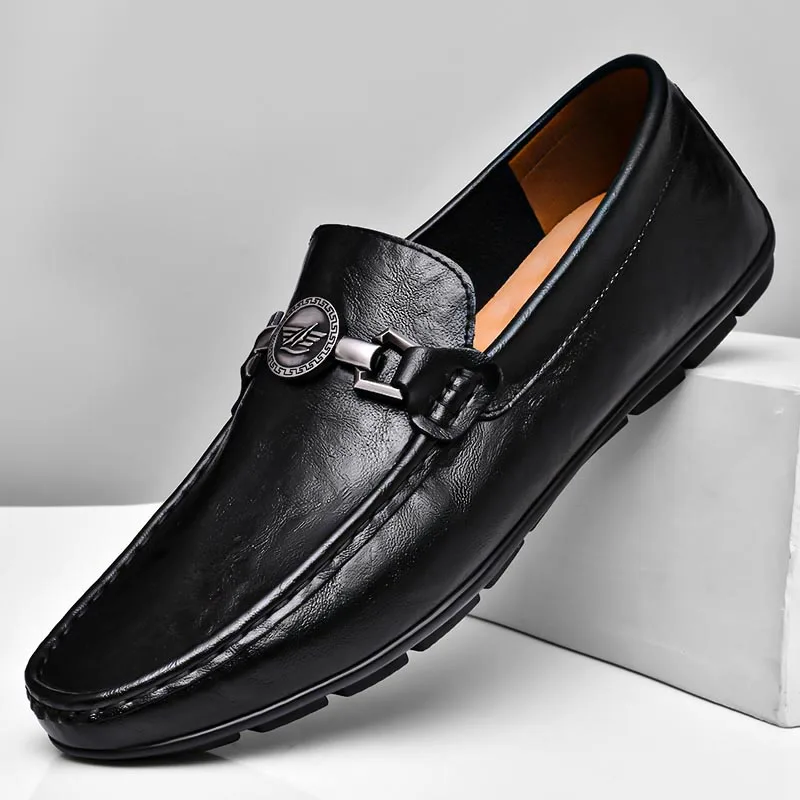 

Genuine Leather Moccasin Shoes for Men Black Brown Men Business Loafers Cow Leather Mens Classic Retro Office Shoes