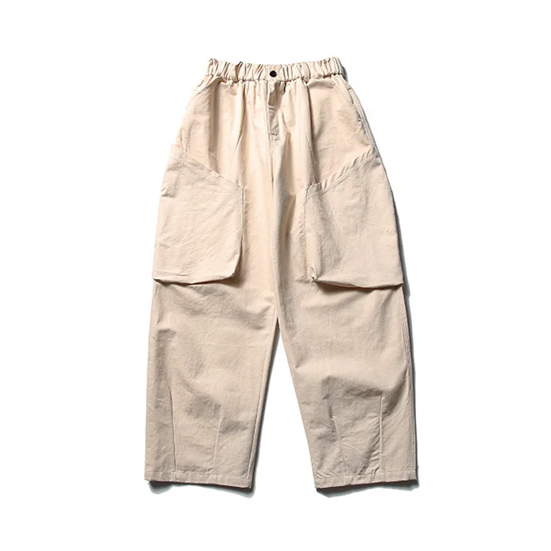 

Men Jogger Sweatpant Cityboy Cargo Pants Japanese Streetwear Loose Casual Elastic Waist Large Pocket Straight Harem Trousers