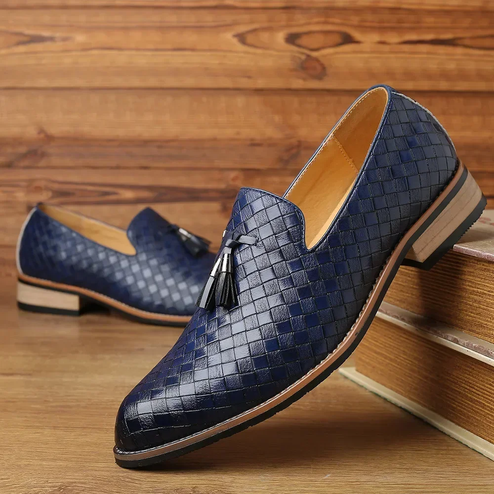 Fringe Men Leather Casual Shoes Checkered Man Loafers Coiffeur Leather Shoes Fashion Driving Mens Shoes Sapato Social Masculino 2