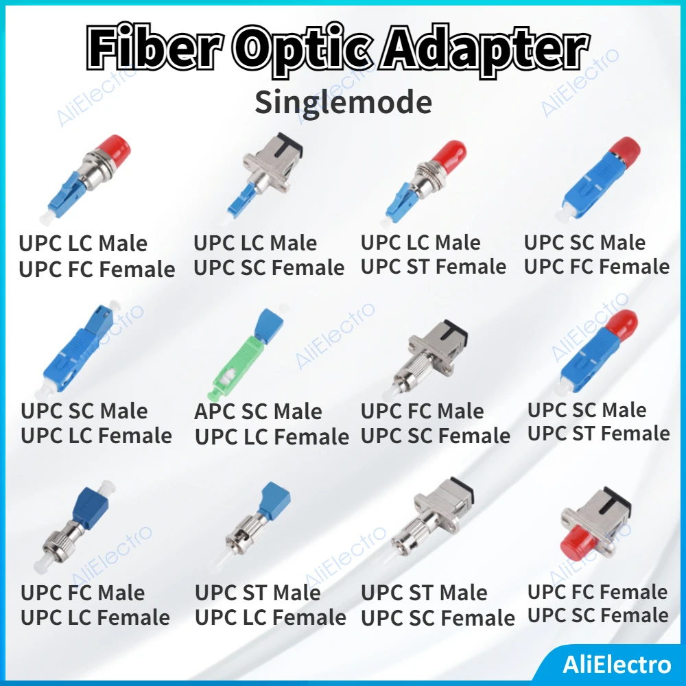 

1pc Fiber Optic Adapter APC/UPC FC/LC/SC/ST Male/Female to UPC LC/SC/FC/ST Female Hybrid Connector Adapter Single-mode Converter