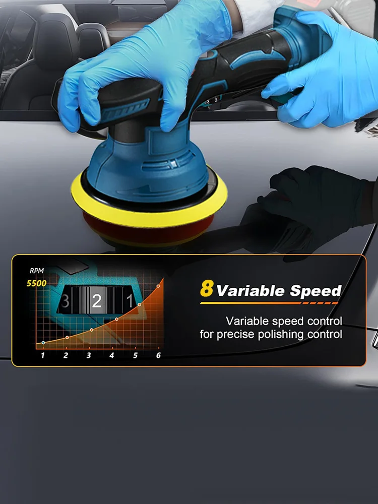 Cordless Car er Polisher For Makita/Dewalt (No Battery)8 Gears Adjustable Auto Electric Waxing Sanding Sealing Glaze Tool cordless car polisher