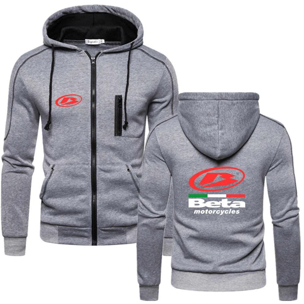 2023 Brand Men's Beta Racing Motocross Motorcycle Logo Print Solid Color Cardigan Hoodies Autumn New Leisure Popular Hooded Tops