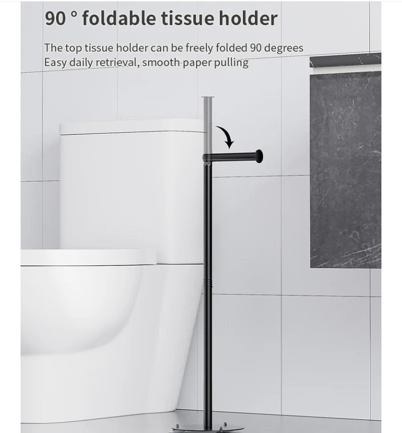 Free Standing Toilet Paper Holder Stainless Steel No Drilling  Weighted Stable Base for Bathroom RV ect