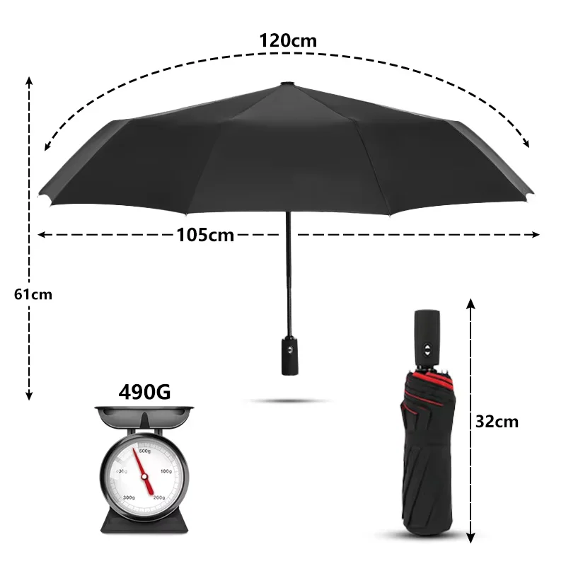 Bone Umbrella Reinforced 10-Bone Umbrella Men's Business Strong And Durable Wind-resistant Umbrella Anti-UV Sunscreen Umbrella Women's Sunny