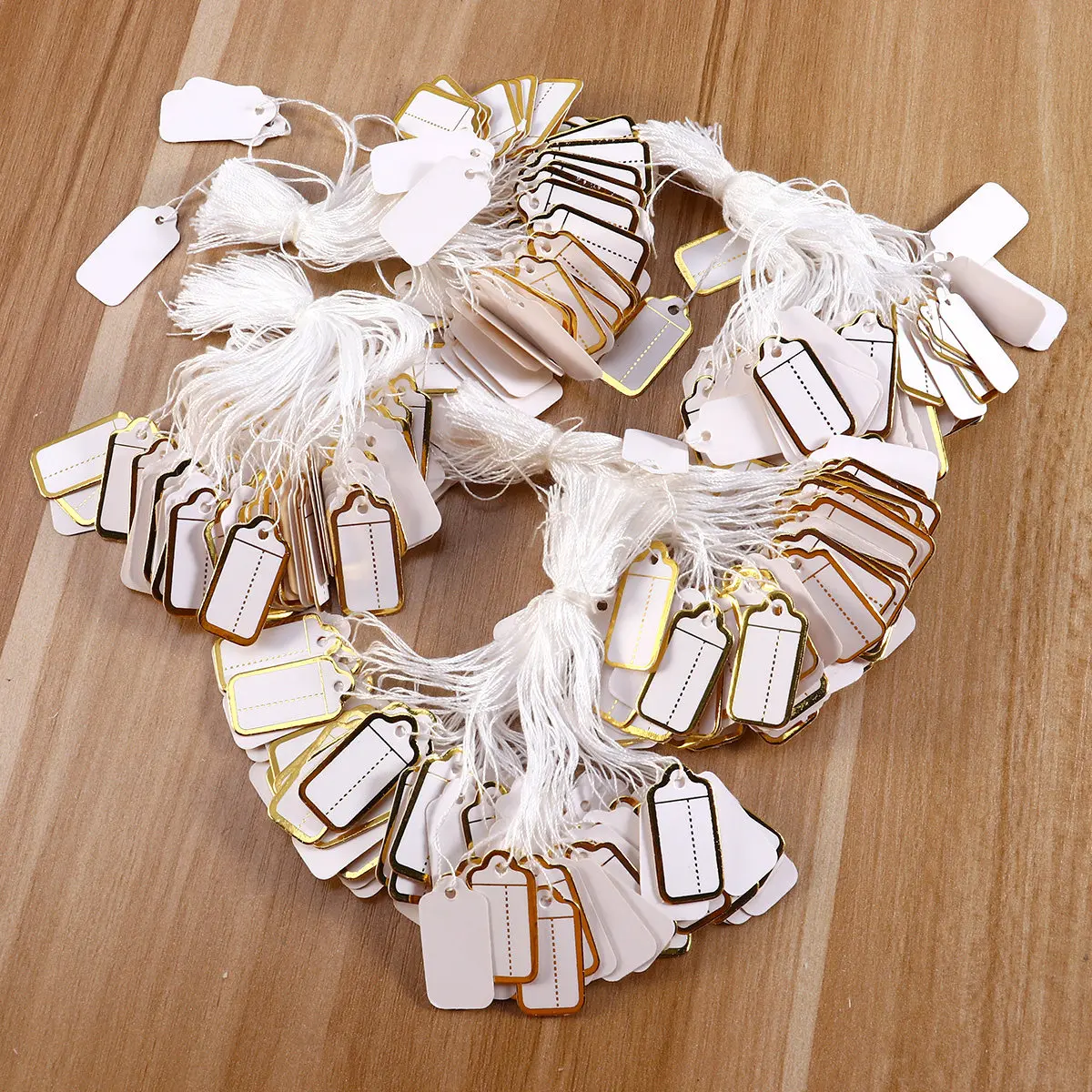 500Pcs 보석 상점 디스플레이 선물 태그에 대 한 우아한 금색 가장자리 종이 가격 라벨 결혼식 호의 와인 병 장식