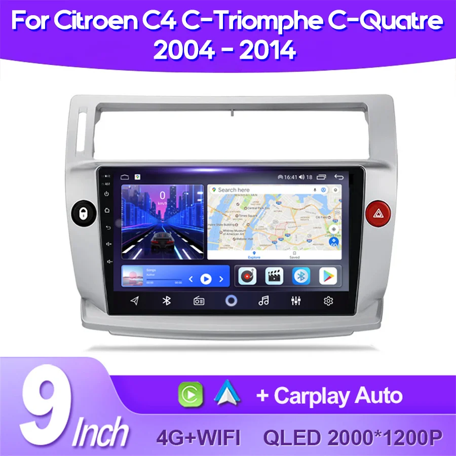 

QSZN For Citroen C4 C-Triomphe C-Quatre 2004 - 2014 Car Radio AI Voice 4G WIFI CarPlay Android Auto GPS Multimedia Video Player