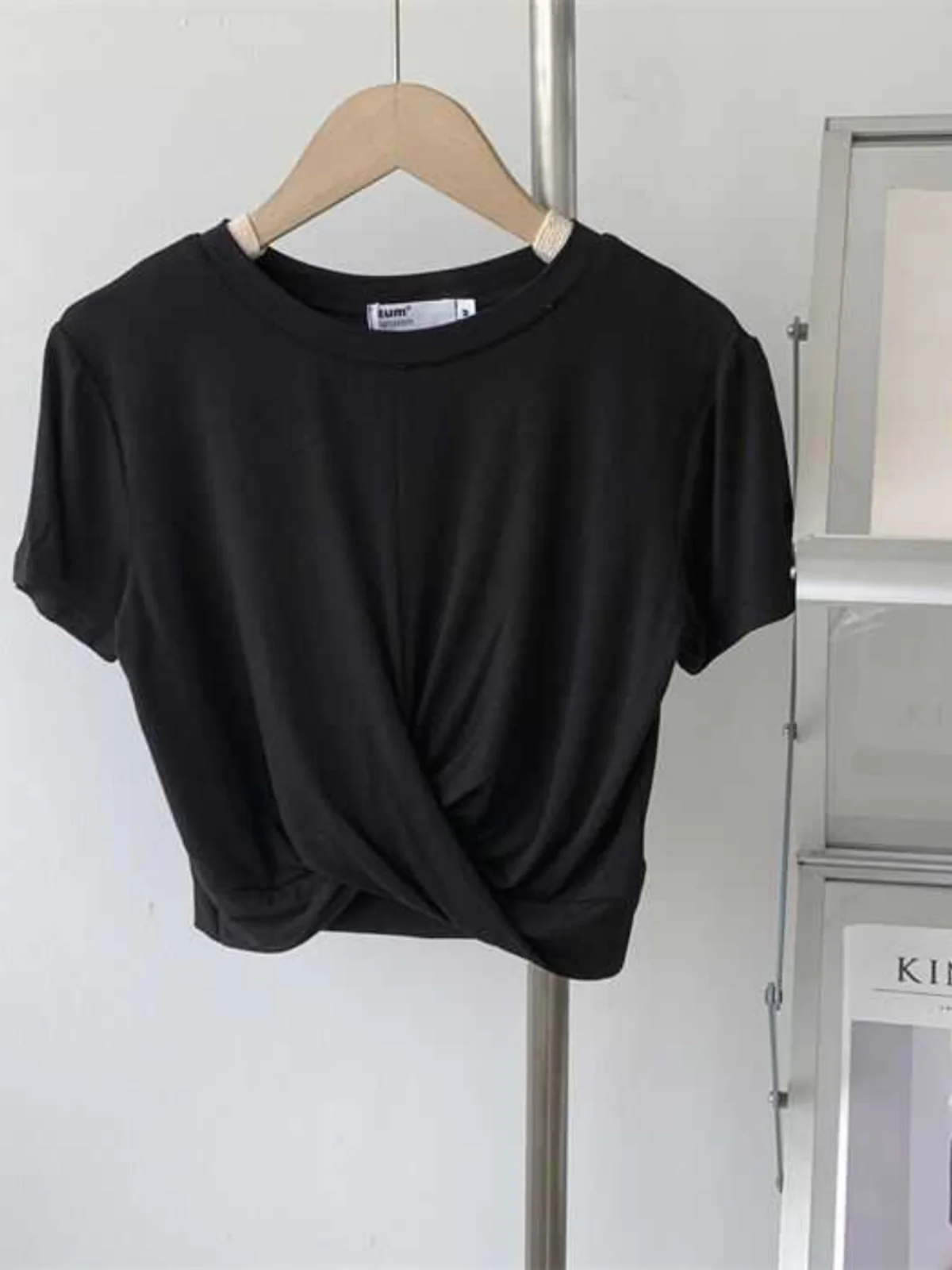 Slimming Effect Modal Knot ort T-irt Women's Personali Summer Thin Belly Button Exposure  Color Top Slim Fit T-irt