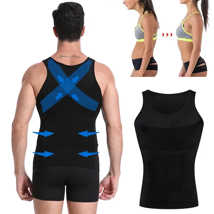 Men Slimming Elastic Body Shapewear Vest Shirt Sports Fitness Compression Abdomen Tummy Waist Control Tank Tops body shaper waist trainer slimming vest compression sports vest compression sports top