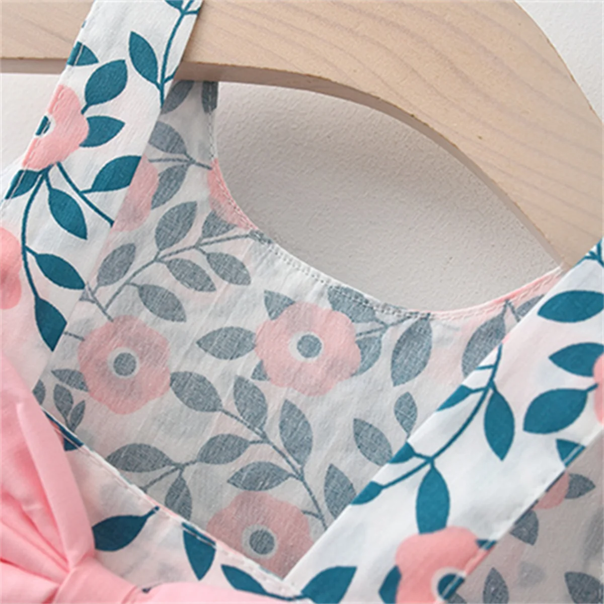 Girls dress baby girl dress 2-Piece Baby Suspender Dress + Sun Hat Girl'S Leaf Print Bow Sleeveless Cotton Beach Skirt Children'S Aesthetic Daily