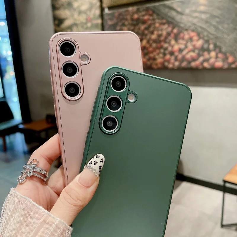 Elegant Matte Glass Luxury Plating Phone Case Cover