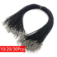 Corde tressée en cuir noir avec prolongateur de 5cm, 45cm, 10/20/30 pièces 1