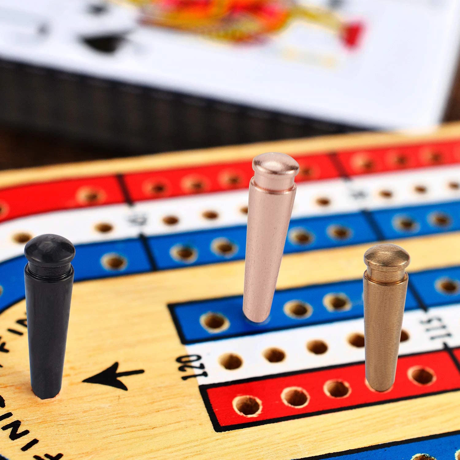 9 Pioli Per Cribbage In Plastica 28,5 Mm | Adatti A Fori Da 0,32 Cm | 3 Colori: Rosso, Blu, Verde - 2