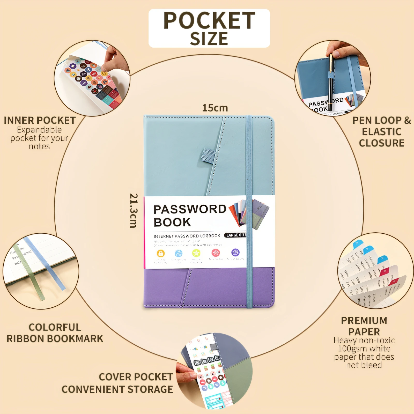 address book Telephone english website password notebook with code notebook for a5 records passwords book