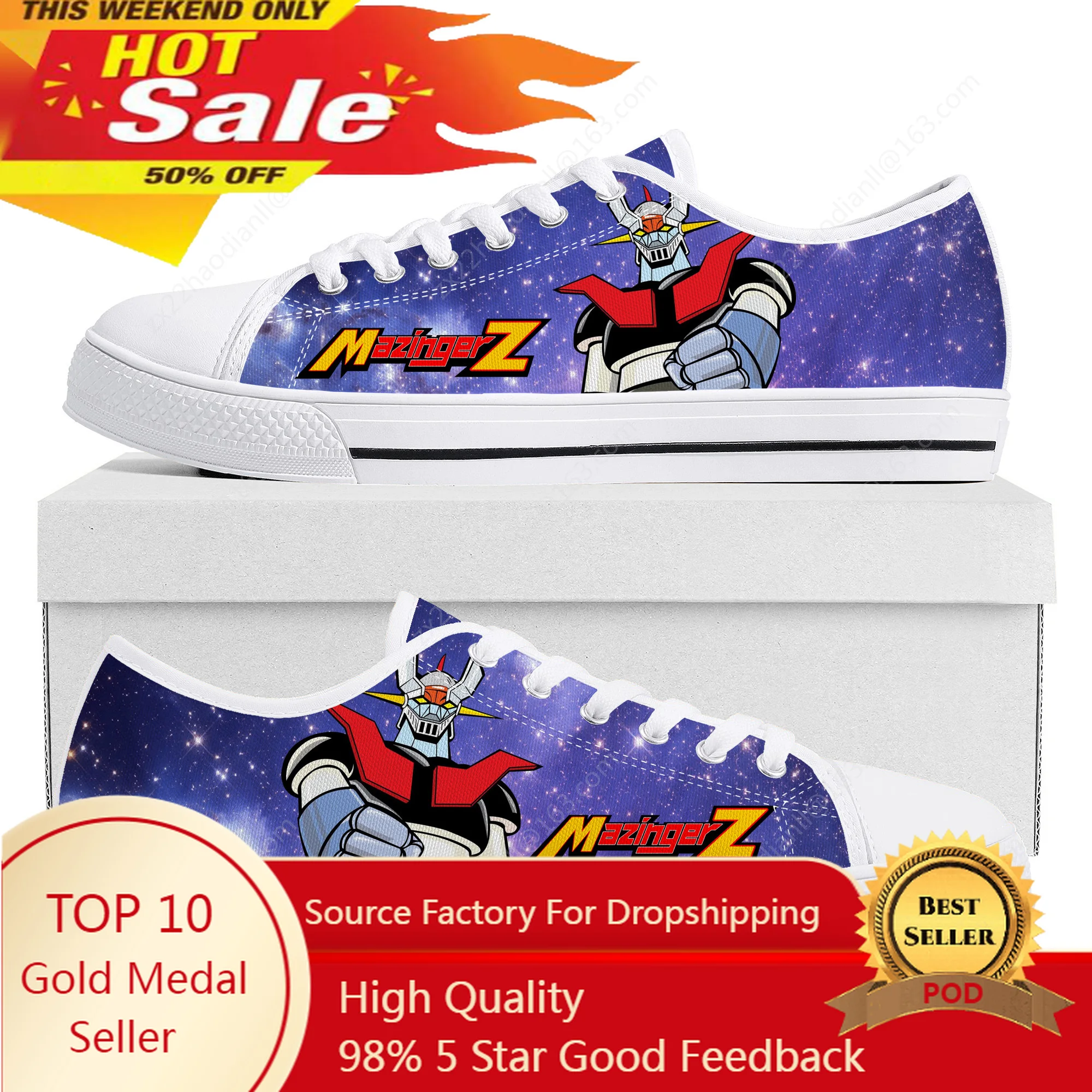 

Cartoon Manga Mazinger Z Anime Comics Low Top Sneakers High Quality Mens Womens Teenager Canvas Sneaker Couple Shoes Custom Shoe