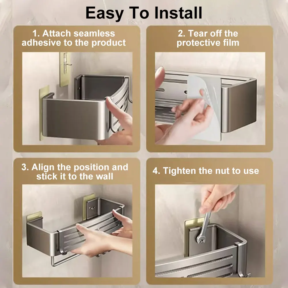 Shower Shelf Without Drilling 1-3 PCS Bathroom Organizer Space Aluminum Shampoo Holder Toilet Bath Shelf Bathroom Accessories 6