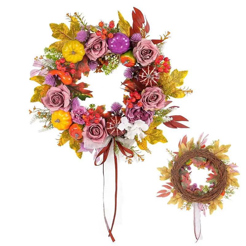 

Осенний венок, Осенний венок, искусственные осенние венки, рустикальные осенние дверные венки на День Благодарения, декор для помещений и улицы