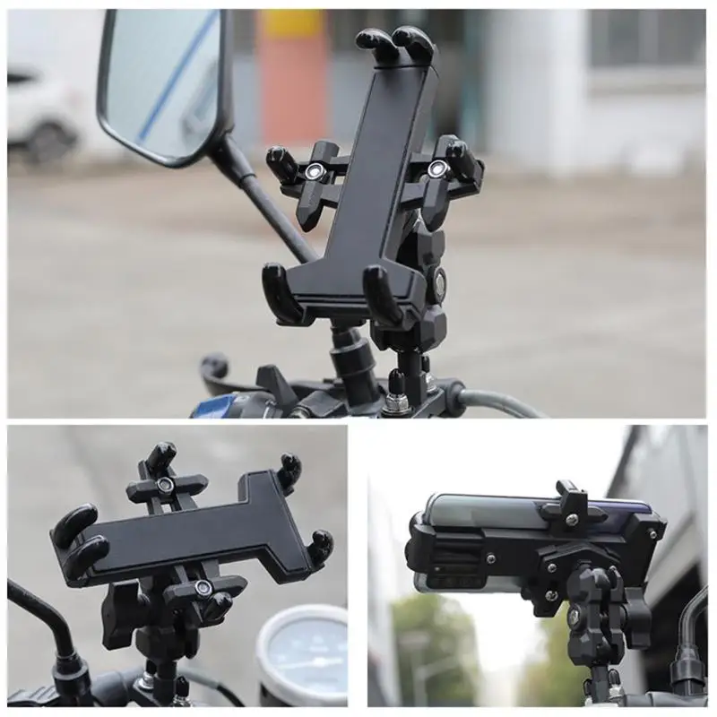 

RYRA Motorcycle Mobile Phone Bracket Aluminum Alloy Navigation Shockproof Bracket 360° Rotation Durable All Metal Holder