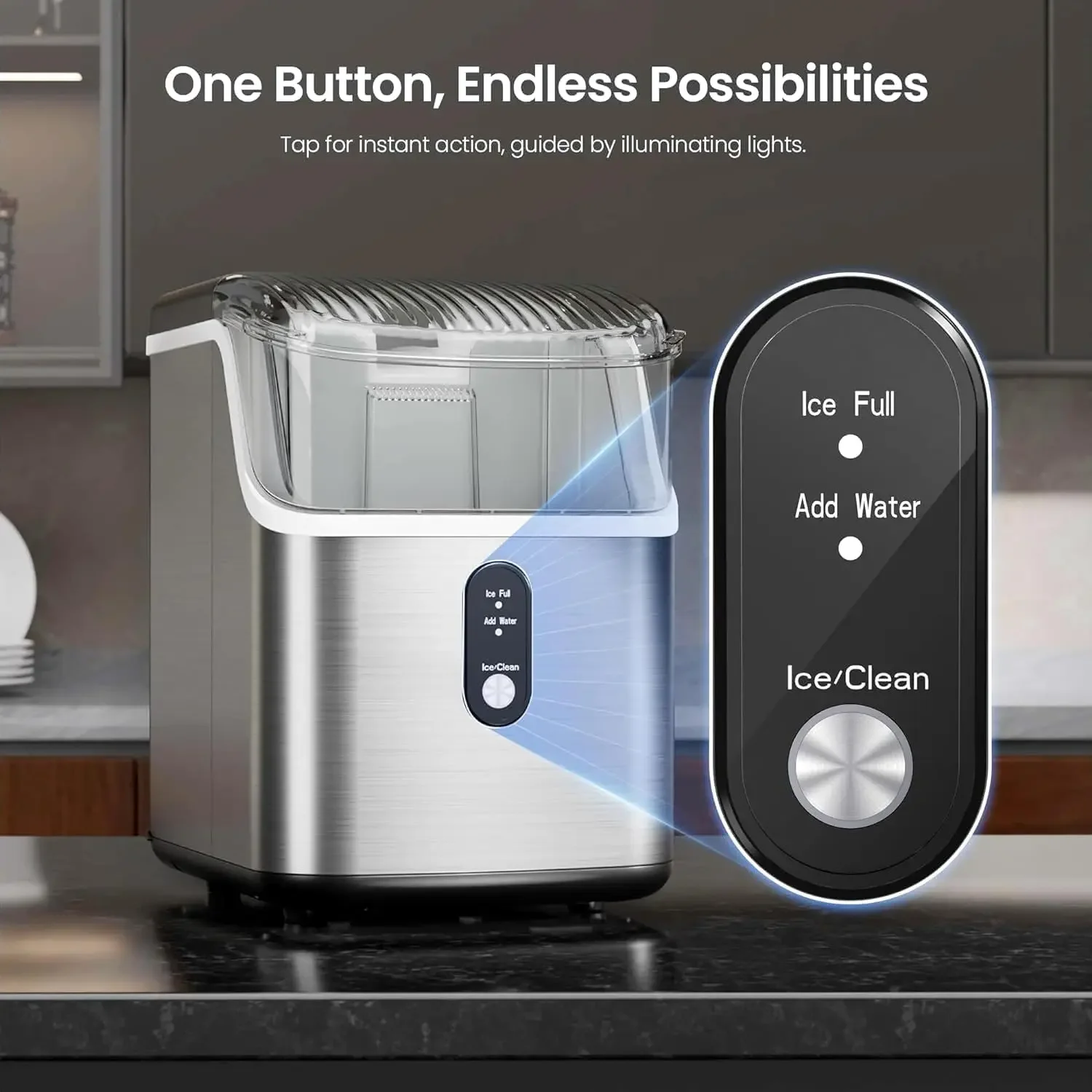 Ice Makers Countertop, 35lbs/Day Pebble Maker Machine with Sonic , Self-Cleaning Countertop Maker with Ice Scoop 5