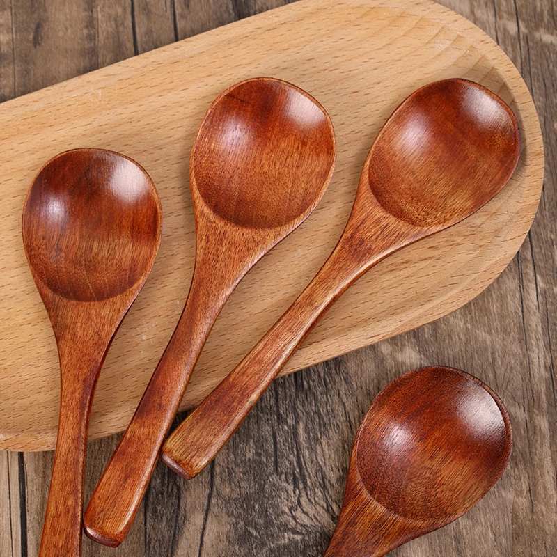 

1/10Pcs Wooden Spoon Tableware Tea Honey Coffee Stirring Spoons Spice Condiment Salt Sugar Soup Kitchen Mini Durable Accessories