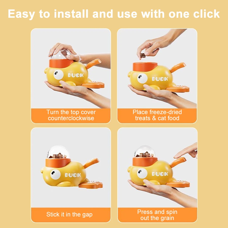 Automatic Pet Feeder for Dogs Cats Food Dispenser with Leak Proof Design Fun Human Pet Toys Yellow Duck Feeding Supplies 5