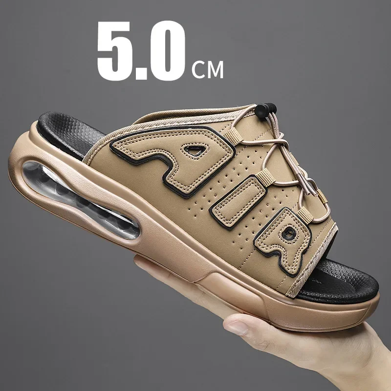 Men Air Cushion Design Beach Sandals Summer Casual Men Slippers Men Fashionable Trendy Garden Men Shoes Outdoor Open Toe Sandals