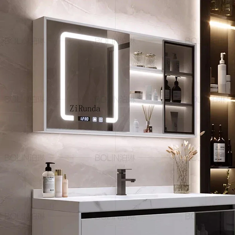 Nordic Simple Bathroom Cabinets Multifunction Wall-mounted Vanity with Sink Smart Mirror Cabinets Furniture Arredo Bagno FYBC