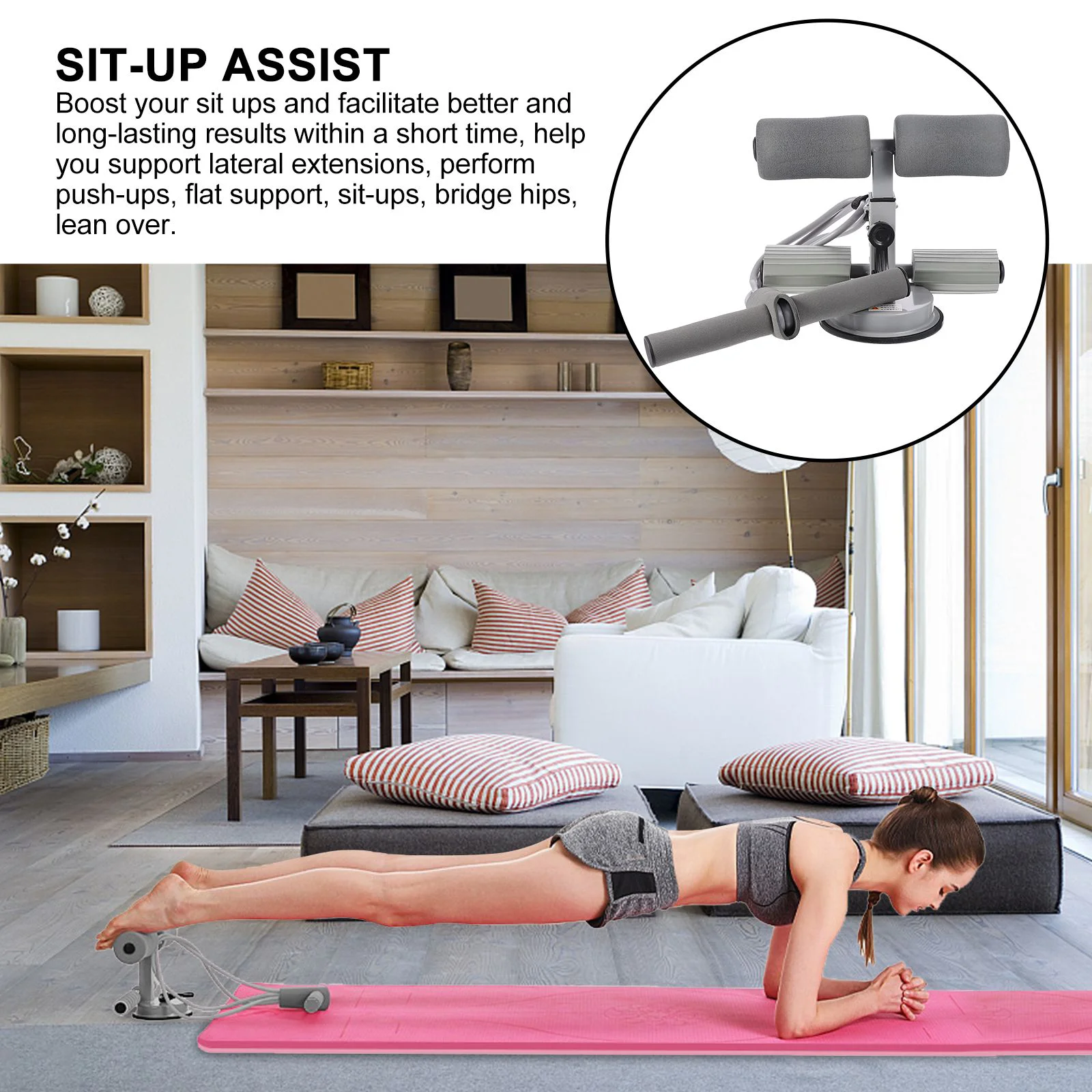 Auxiliary Dumbbells Gym Equipment Portable Pull up Bar Fitness Crunches Aid Sit-up Abdominal Curl Assist Indoor