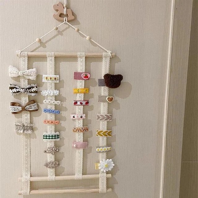 1pc White Wall-mounted Hair Accessories Organizer With Hooks For Headband &  Hair Clips, No Drilling