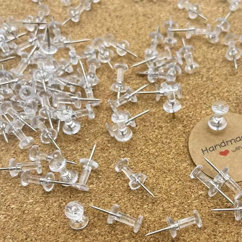 Clear Transparent Push Pins Plastic Map Chart Drawing Pins Notice Bulletin Cork Board Thumb Tacks 100pcs