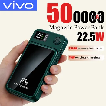 VIVO 500000mAh Magnetic Power Bank Wireless Fast Charger For Magsafe Portable Auxiliary Battery Pack For iphone Samsung Huawei
