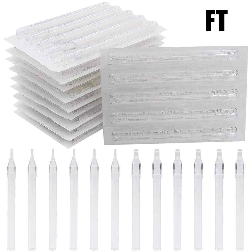 50PCS 5/7/9/11F Tattoo Long Tips Flat Size Disposable Plastic Long Tattoo Tips Nozzle Tube For Supplies tattoo microblading needles