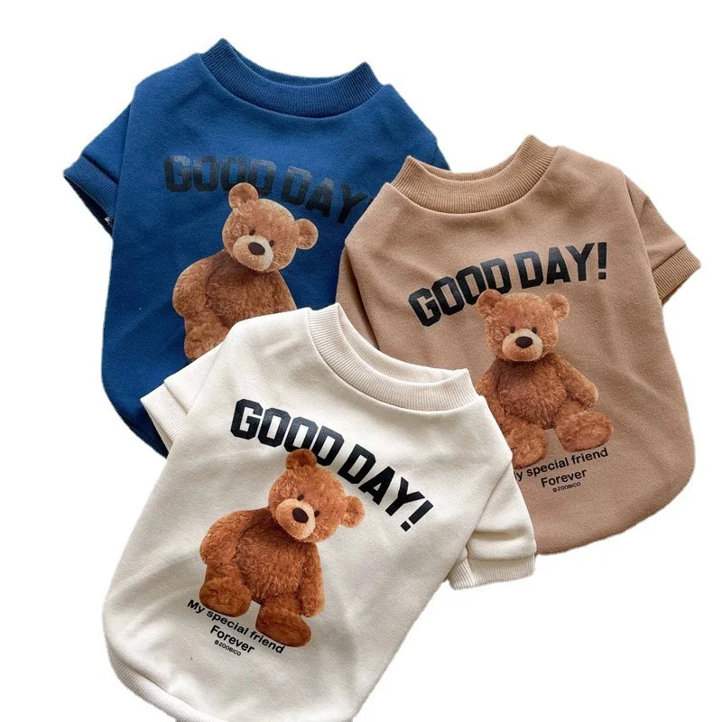 Pet Clothes Lovely Bear Printed For Small Dogs Antumn Winter