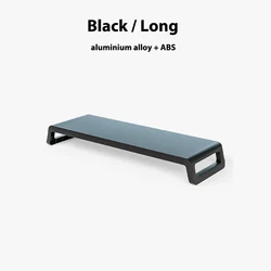 Sleek Black Aluminum Monitor Stand Riser with Anti-Slip Mats and Fast Shipping (Black long)